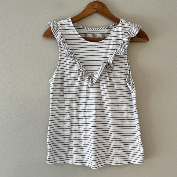 Anthropologie Maeve Striped Ruffle Tank - Picture 3 of 6